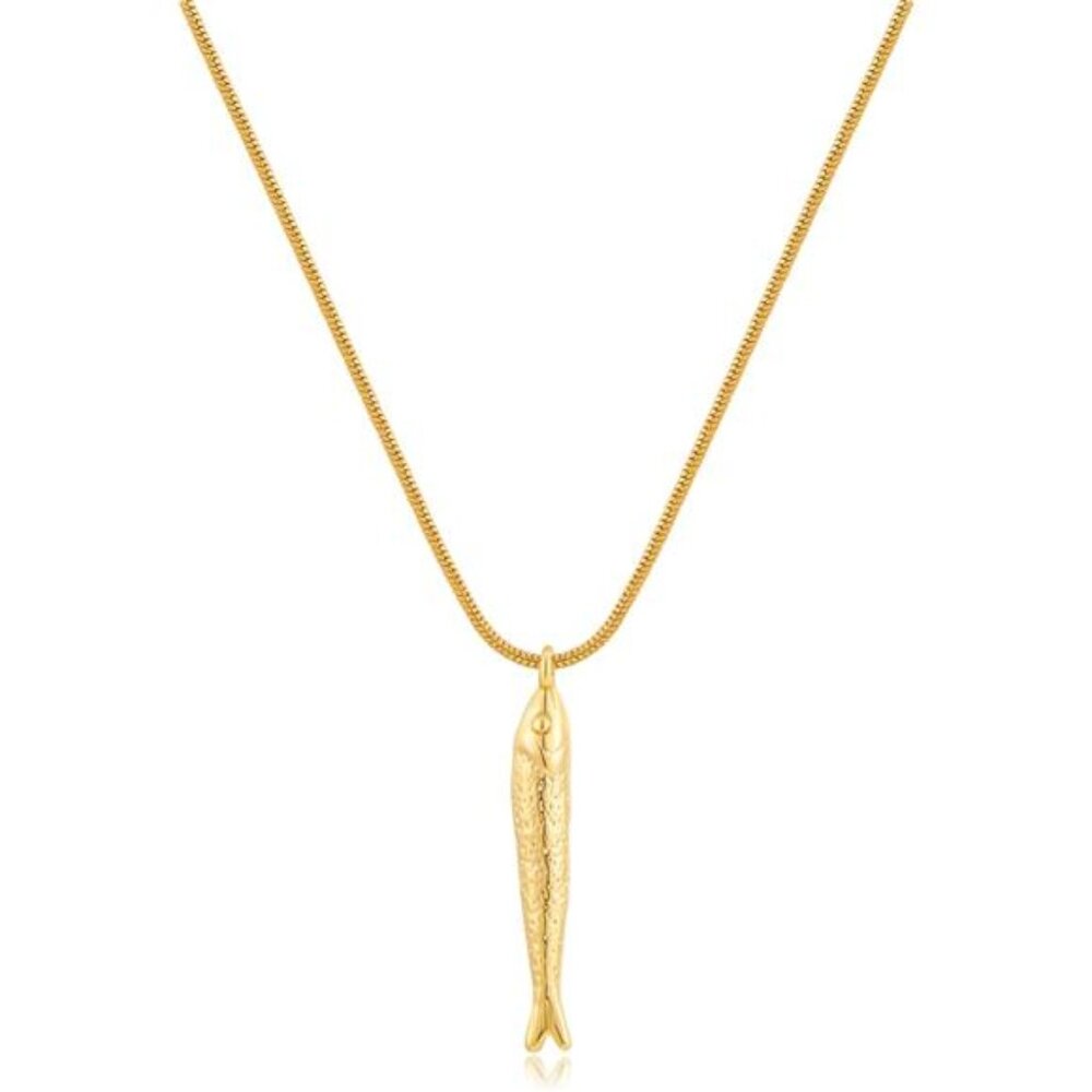 ✨ Gold Fishbone Pendant Necklace – Coastal Summer Beach Jewelry